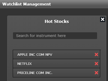 Zignals watchlists support up to 50 stock or forex instruments
